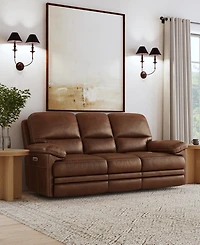 Flexsteel David 85" Pecan Leather Power Reclining Sofa
