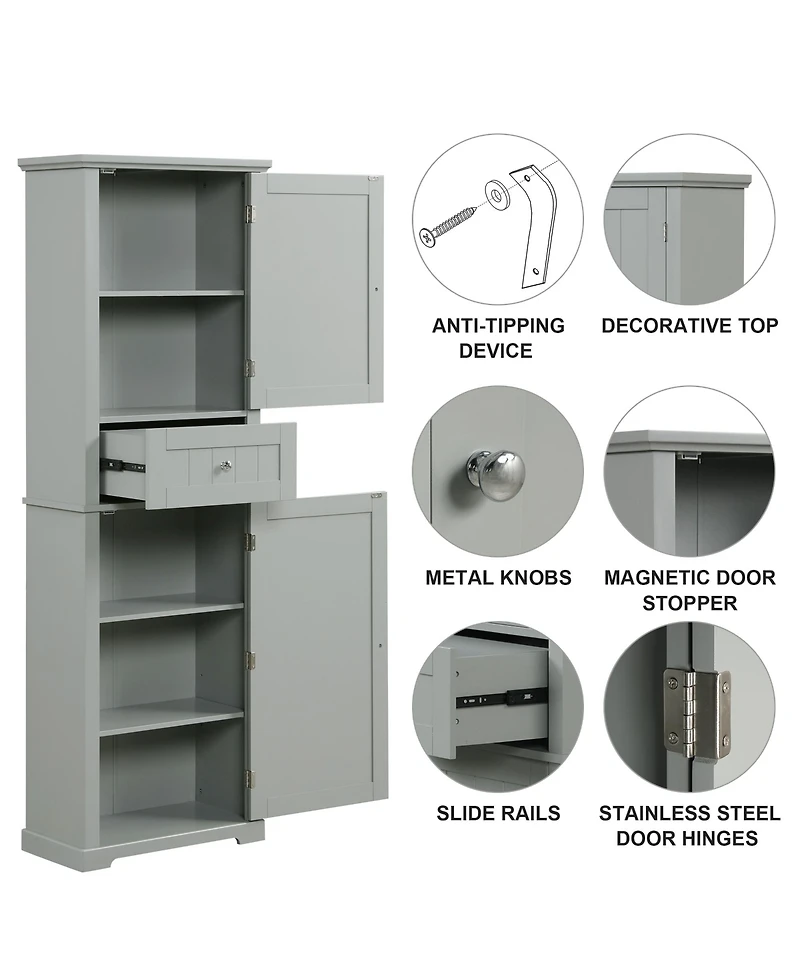 Casainc 67.7"H Tall Bathroom Cabinet with Drawer, Adjustable Shelf, Painted Mdf