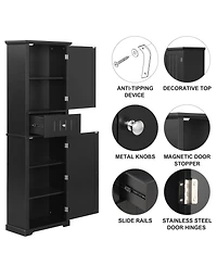 Casainc 67.7"H Tall Bathroom Cabinet with Drawer, Adjustable Shelf, Painted Mdf