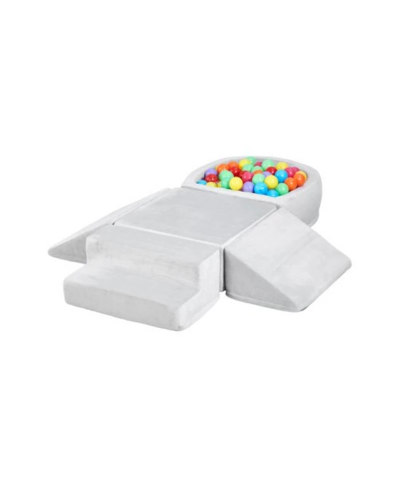 Slickblue 5 Piece Foam Climbing Blocks Set with Ball Pit for Toddlers Indoor Play Gym