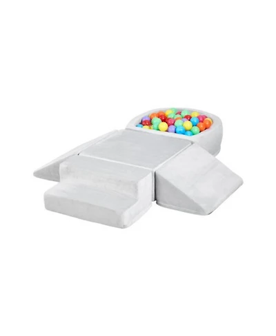 Slickblue 5 Piece Foam Climbing Blocks Set with Ball Pit for Toddlers Indoor Play Gym