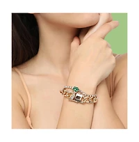 Sohi Women's Beige Bling Chainlink Multi-Layered Bracelet