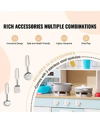 Slickblue 24 Piece Kids Kitchen Playset Pretend Cooking Toy with Pots Pans and Utensils