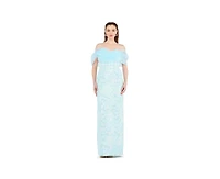 Amri Women's Off-The-Shoulder Corset Detail Brocade Gown