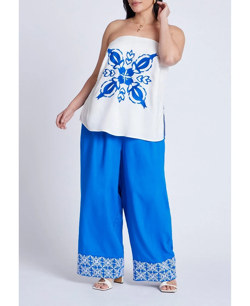 Eloquii Women's Embroidered Column Top