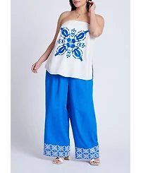 Eloquii Women's Embroidered Column Top