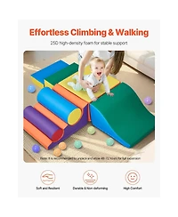 Slickblue Toddler 7 Piece Foam Climbing Blocks Set Preschoolers Indoor Play