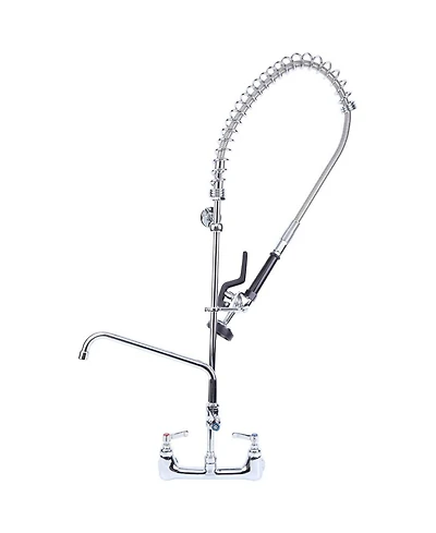 Greenspring Commercial Restaurant Pull Down 2-Handle Wall Mount Pre-Rinse Spray Utility Kitchen Faucet in Polished Chrome