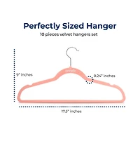 10 Pcs. Velvet Hangers - Non-Slip, Sturdy, and Heavy Duty Coat Set with 360° Swivel Hook for Clothes (Pink)