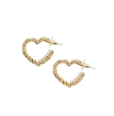 Sohi Women's Green Heart Hoop Earrings