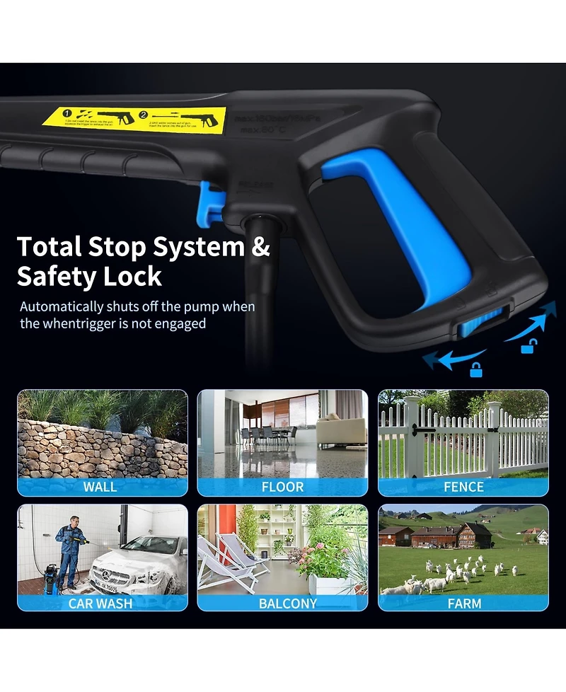 5000 Psi 2.8 Gpm Cold Water Smart Touch Electric Pressure Washer with Soap Bottle and 4 Quick-Connect Nozzles