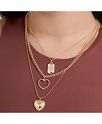 Jessica Simpson Gold-Tone Multi-Charm Heart Layered Necklace Set