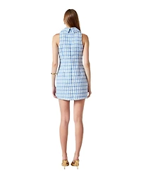 endless rose Women's Tweed Halter Check Mini Dress