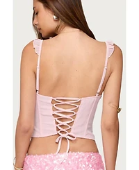 Edikted Women's Wynne Chiffon Ruffle Corset