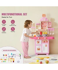Slickblue Kids Kitchen Playset with 48 Piece Pretend Cooking Accessories for Imaginative Play