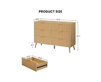 Casainc Wooden Kitchen Cabinet with 6 Double Drawers