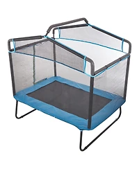 Slickblue Kids Trampoline Indoor Outdoor Mini with Gymnastics Bar Hammock for Toddlers 3+