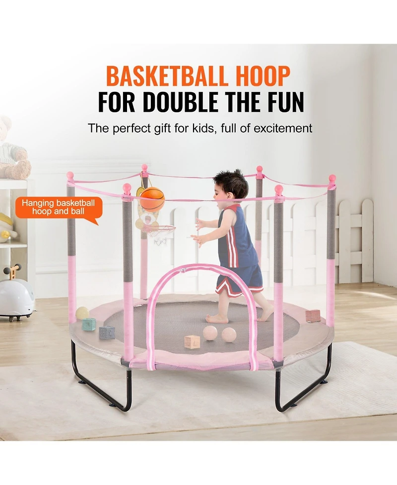 Slickblue Kids Mini Trampoline with Net Indoor Outdoor Toddler Bounce Playset