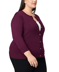 Melissa Paige Plus 3/4-Sleeve Cardigan Sweater