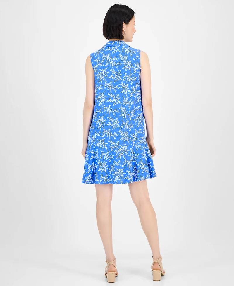 Robbie Bee Women's Spread-Collar A-Line Sleeveless Dress