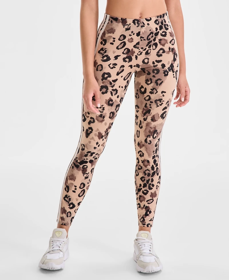 adidas Women's Leopard-Print Cotton-Blend High-Rise Leggings