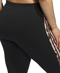 adidas Plus Animal-Print 3-Stripes High-Rise Full-Length Leggings