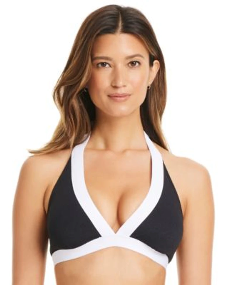 Bleu By Rod Beattie Womens Im With The Band Halter Bikini Top Skirted Boy Shorts