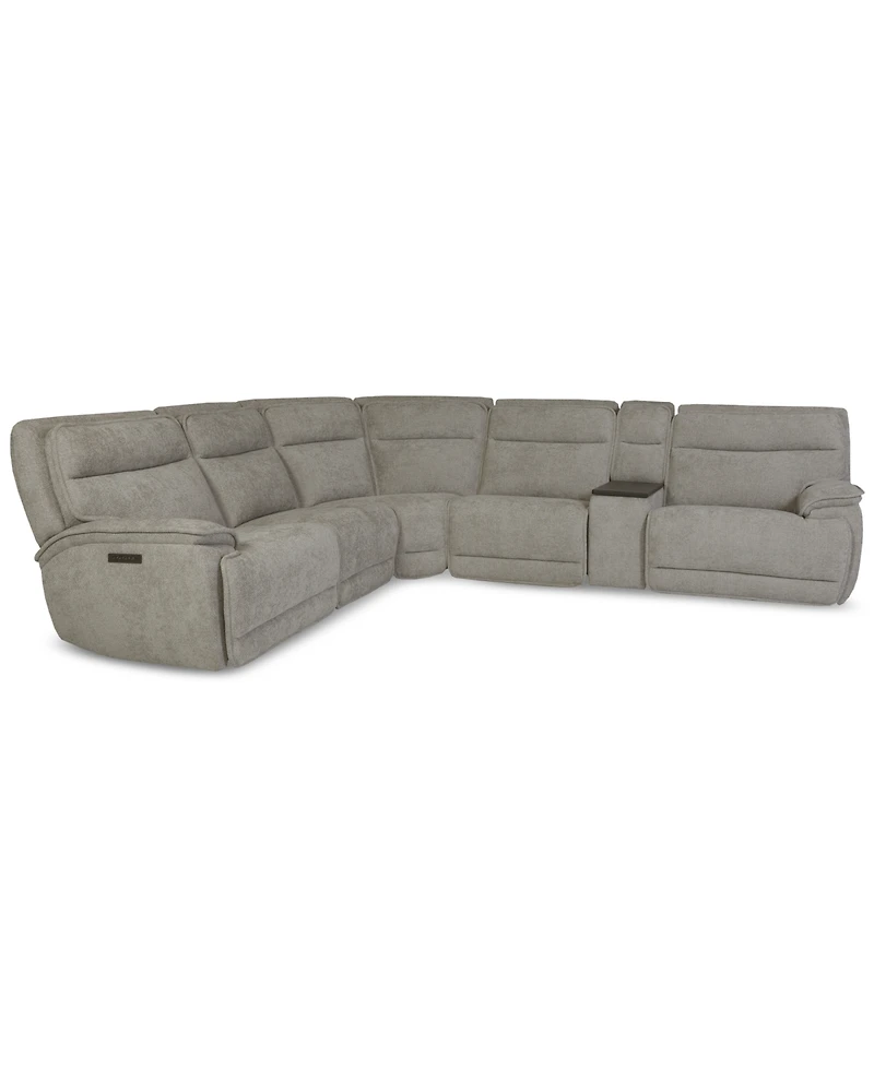 Ozryn -Pc. Fabric Sectional with Console and Power Motion Chairs