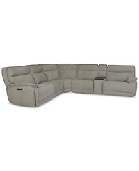 Ozryn -Pc. Fabric Sectional with Console and Power Motion Chairs