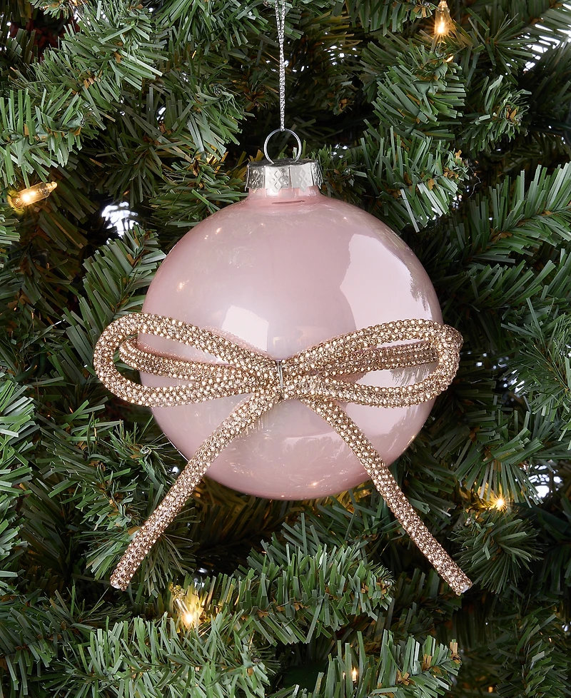 Holiday Lane Gilded Glamour Pink Gem Bow Ball Ornament, Macy's Exclusive