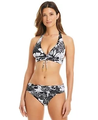 Bleu By Rod Beattie Womens Double Duty Halter Bra Bikini Top Sarong Hipster Bottoms