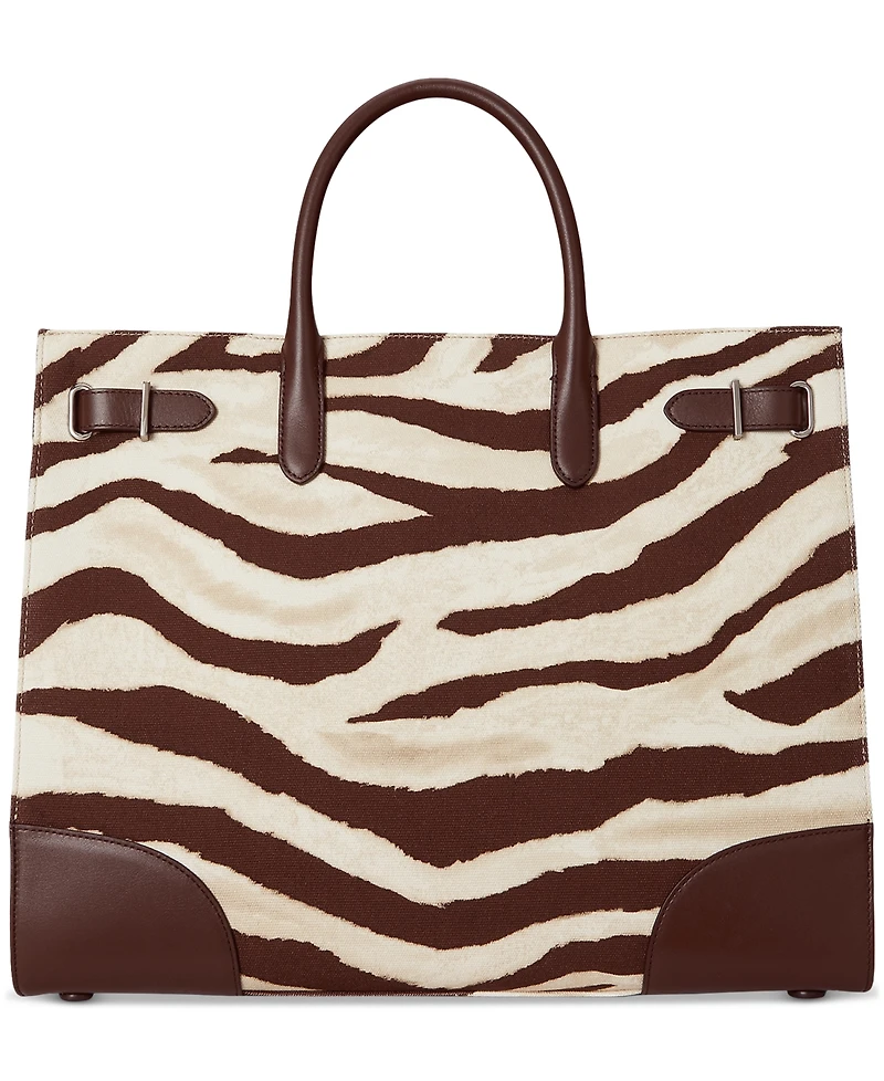 Lauren Ralph Lauren Zebra-Print Canvas Extra Large Devyn Tote Bag
