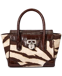 Lauren Ralph Lauren Zebra-Print Canvas Small Tanner Satchel