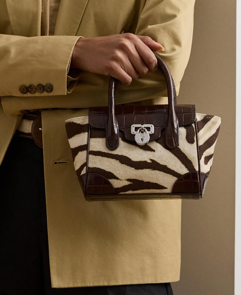 Lauren Ralph Lauren Zebra-Print Canvas Small Tanner Satchel