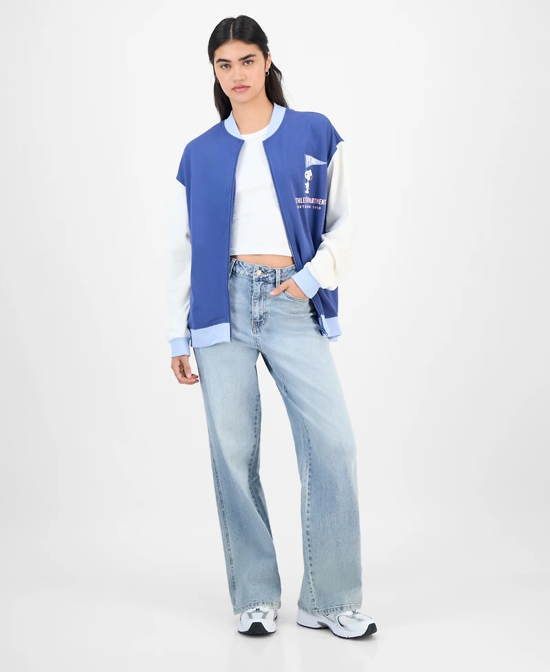 Love Tribe Juniors' Peanuts Fleece Bomber Jacket