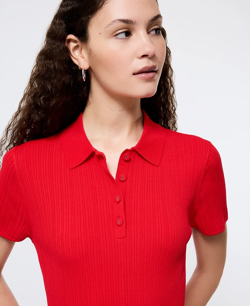 French Connection Women's Ribbed Polo-Collar Mini Dress