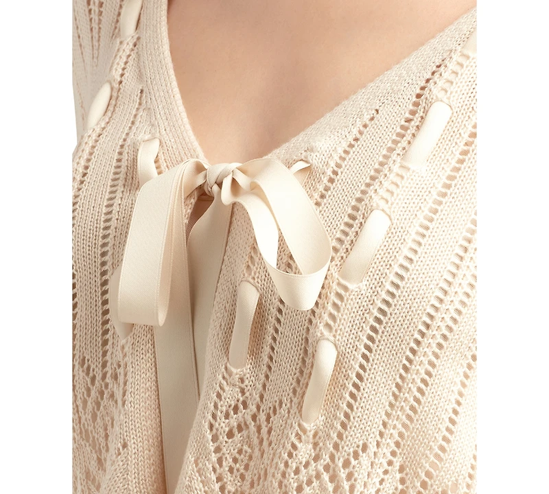 Bcx Juniors' Tied Ribbon Knit Cardigan