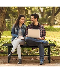 Gymax Outdoor Hdpe Bench w/ Metal Frame 47'' x 14'' 16'' for Yard Garden