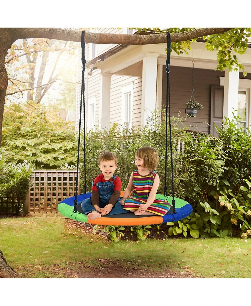 Gymax 40'' Flying Saucer Tree Swing Outdoor Play Set w/ Adjustable Ropes