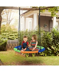 Gymax 40'' Flying Saucer Tree Swing Outdoor Play Set w/ Adjustable Ropes