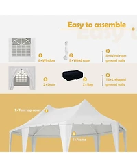 Mondawe 20x15 Ft Heavy Duty Party Tent - White Wedding & Event Shelter