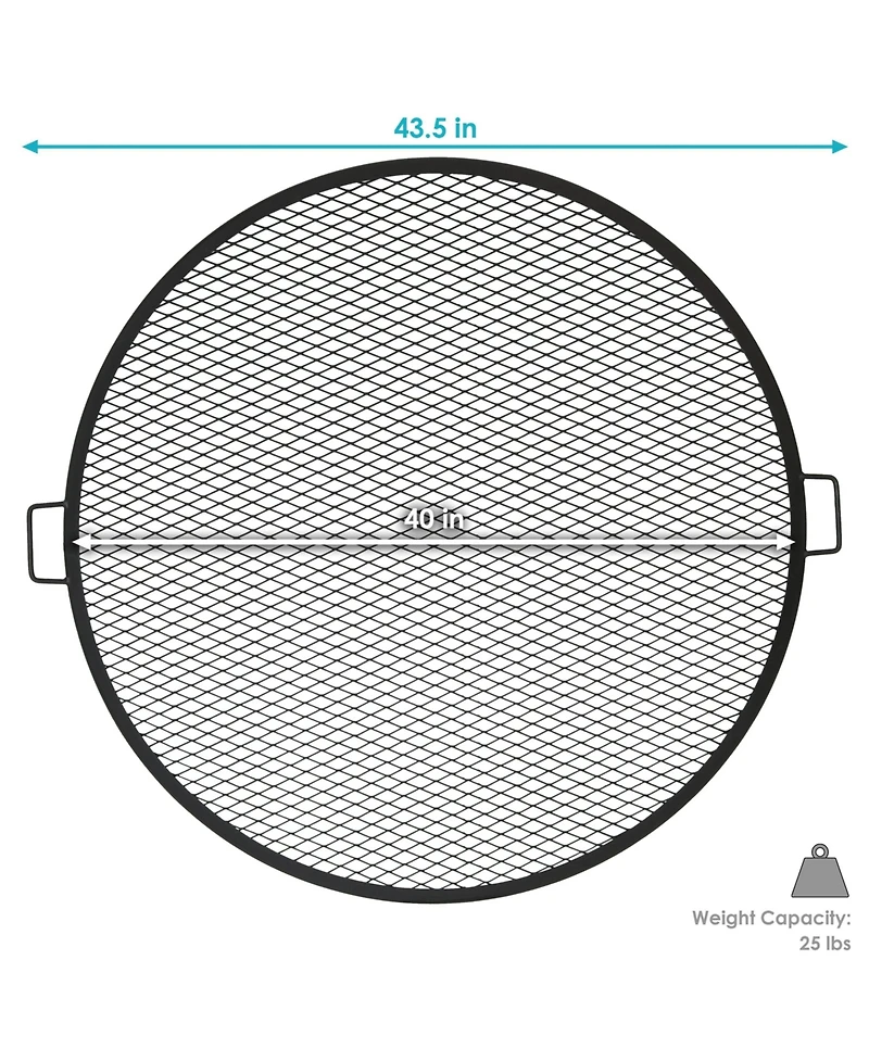 Sunnydaze Decor Outdoor Camping or Backyard Heavy-Duty Steel Round X-Marks Fire Pit Cooking Grilling Grate