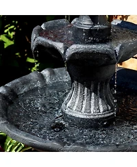 Sunnydaze Decor 45" H Outdoor Arcade 2-Tier Solar Water Fountain with Battery Backup and Led Light