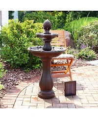 Sunnydaze Decor 46" H Outdoor 2-Tier Pineapple Solar Water Fountain with Battery Backup