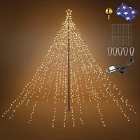 Yescom Ezgo 20Ft Flag Pole Kit Led Christmas Tree Light Large 4840 Led for Outdoor Christmas Decorations Yard Warm White