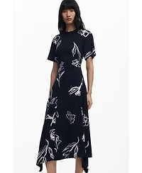 Desigual Women's Asymmetric dress with floral strokes