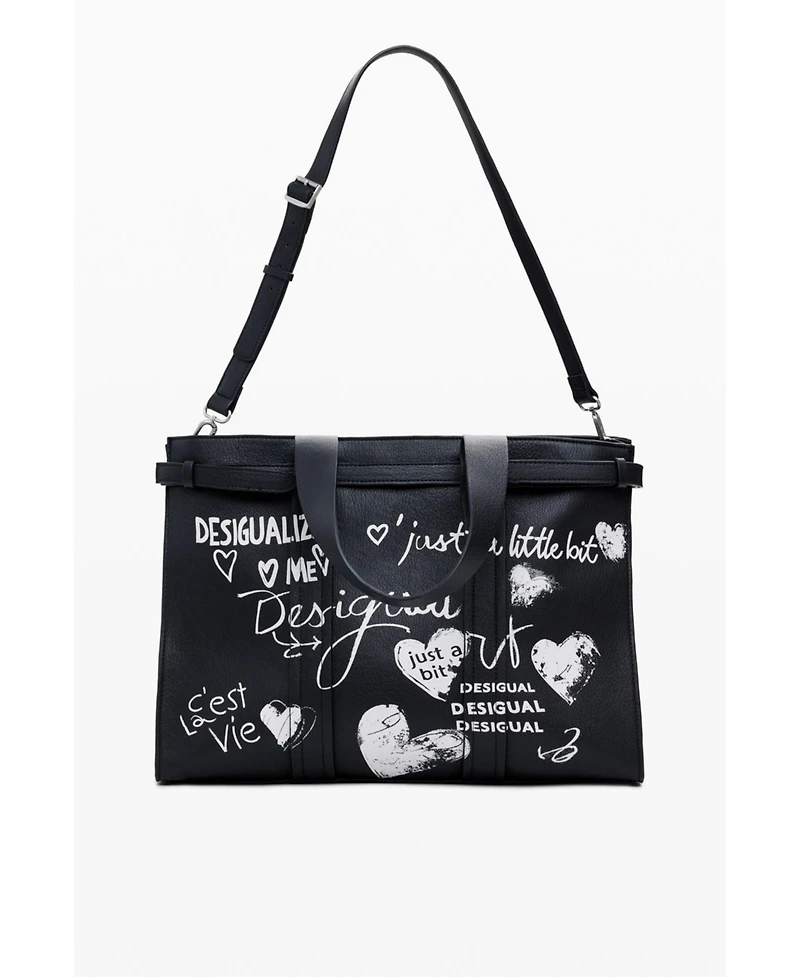 Desigual Women's Large faux leather shopper bag with letters