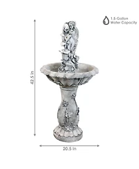 Sunnydaze Decor Outdoor Polyresin Fairy Flower Solar Powered Water Fountain Feature with Battery Backup - 42"
