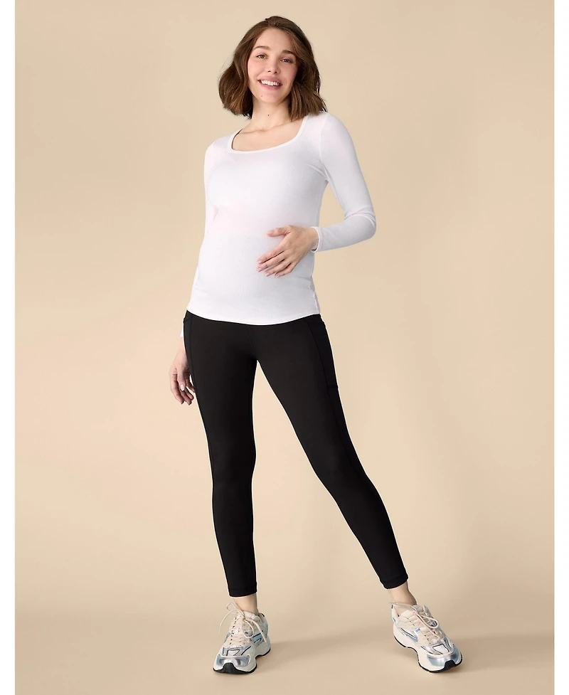 Motherhood Maternity Women's High Waist Over the Belly Active Pocket Ankle Legging - 2-pack