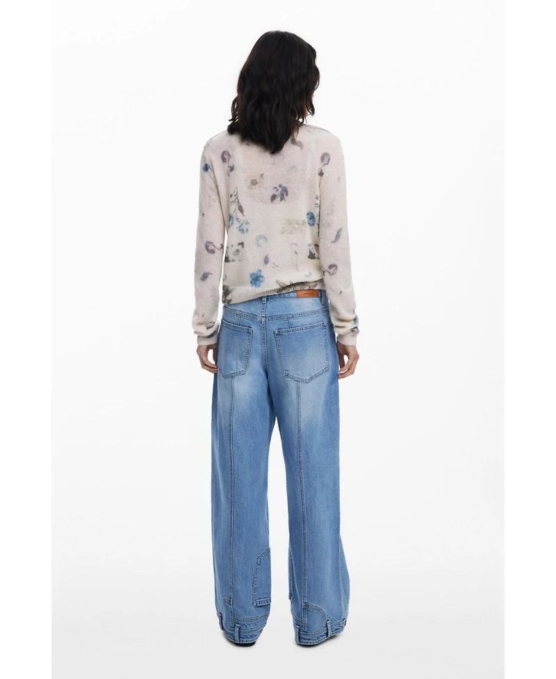 Desigual Women's Straight jeans with inverted effect